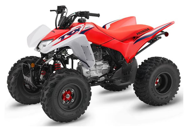 2023 Honda TRX 250X Red Sport ATV parked in display room
