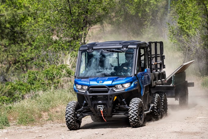 2022 Can-Am Defender Limited in Navy Blue and Black Tackling Sandy Forest Trail