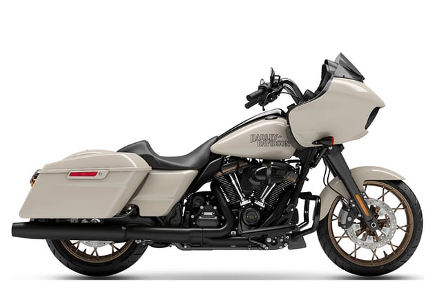 2023 Tan Harley Davidson Road Glide Special Displayed at Harley Davidson Showroom