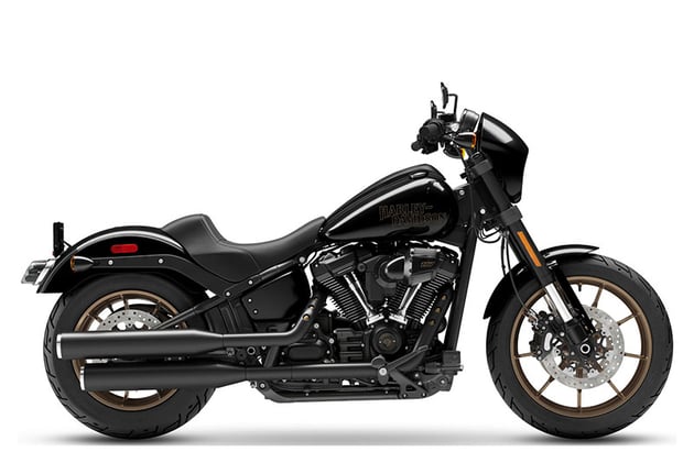 Showroom photo of an all-black 2023 Harley-Davidson Low Rider S