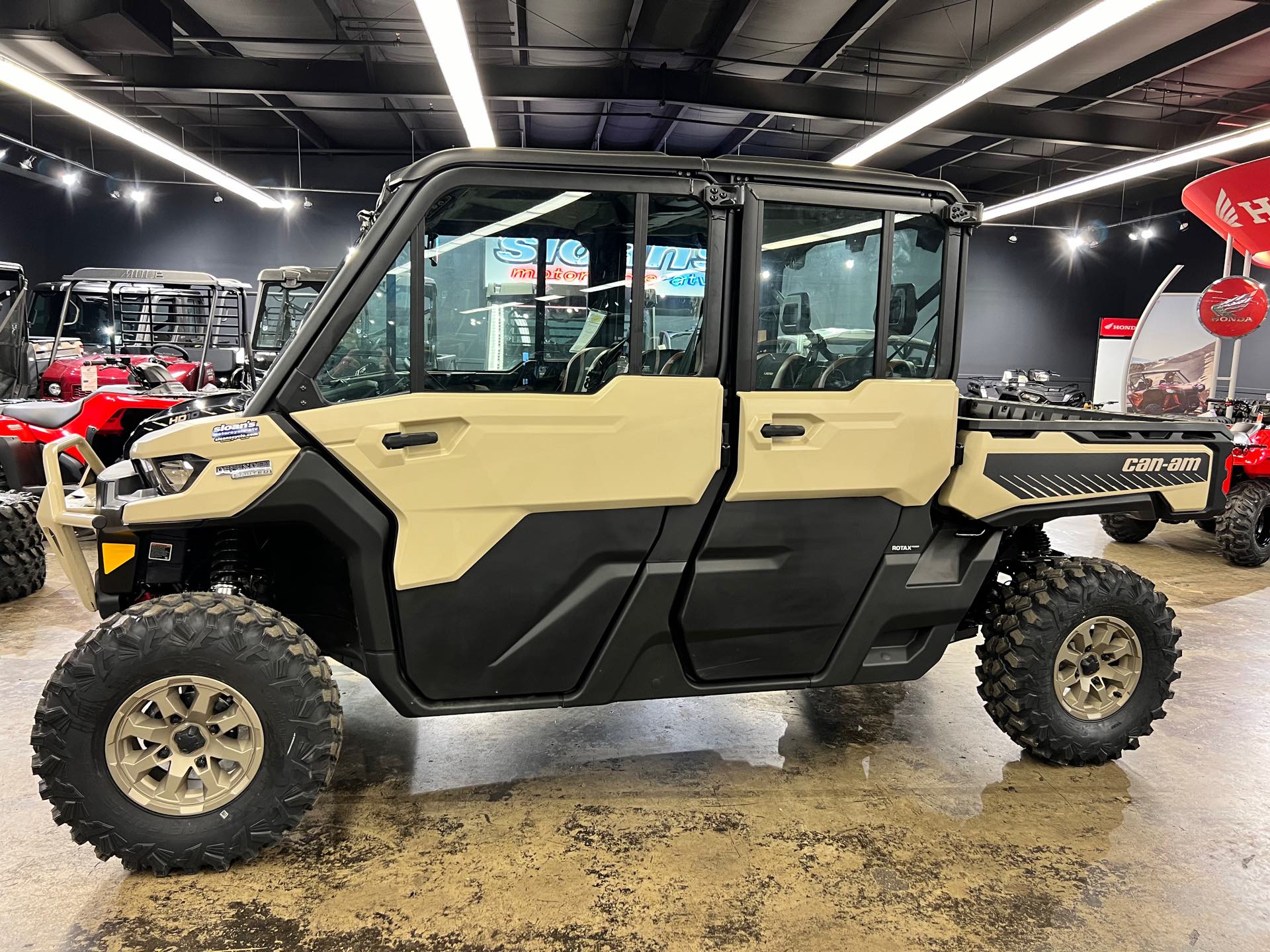 2023 Can-Am Defender Max Limited in Tan and Black on Display at Showroom 