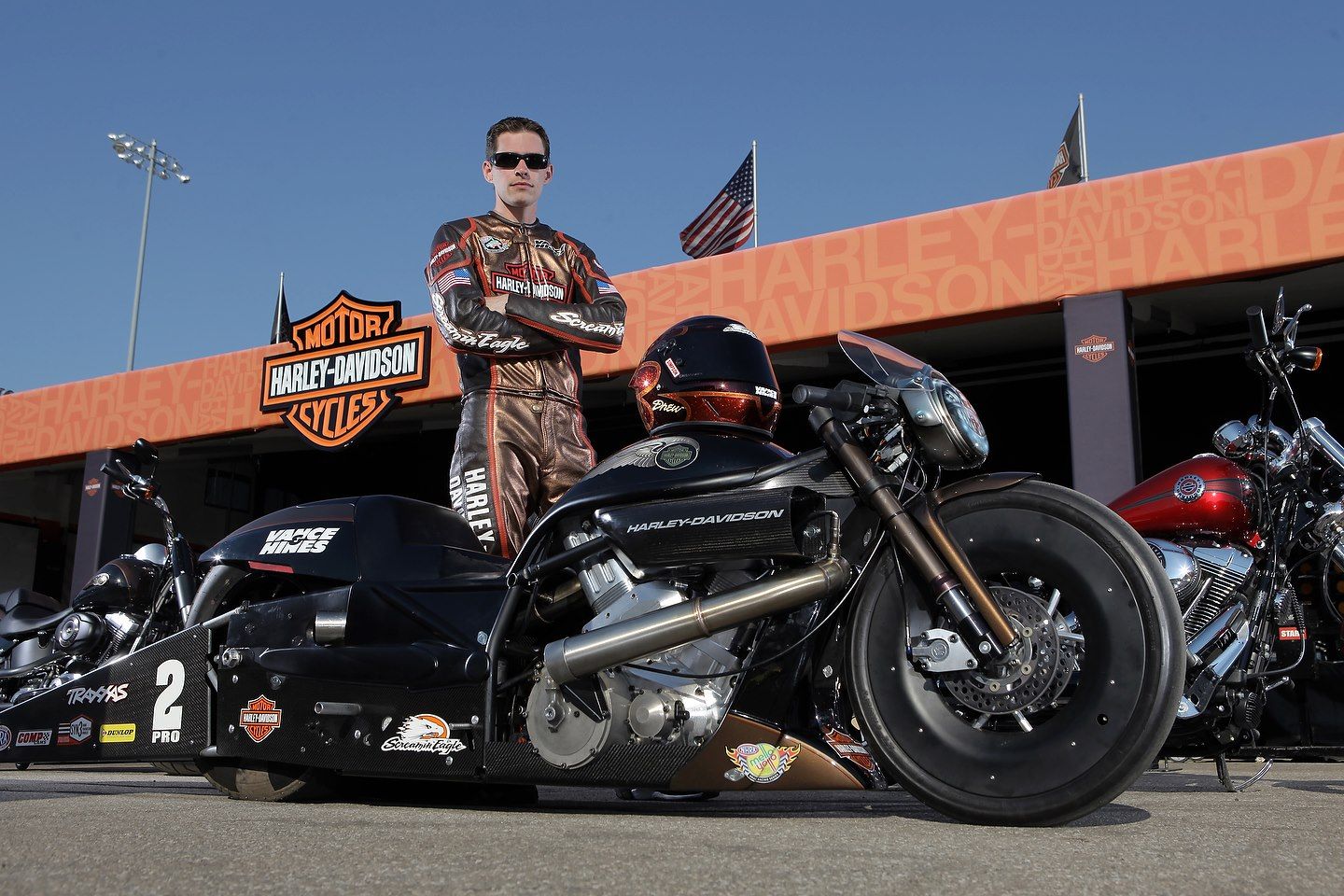 Harley Davidson racer with race bikes - speed and style on the track
