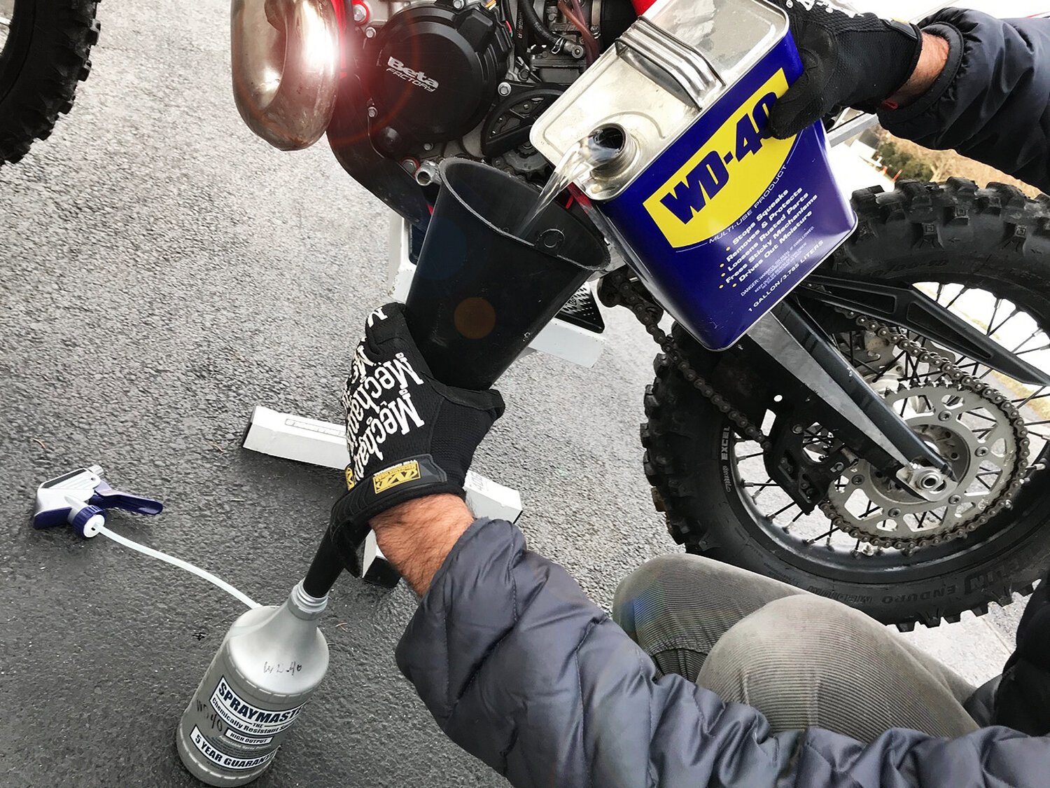 Prepping bike with WD40 - essential maintenance for riders